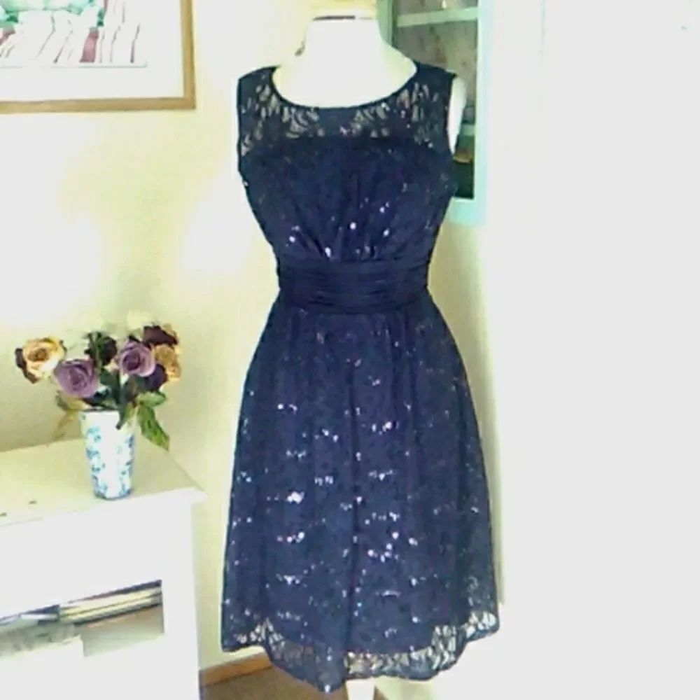 Melrose Navy Blue Lace Dressy Dress